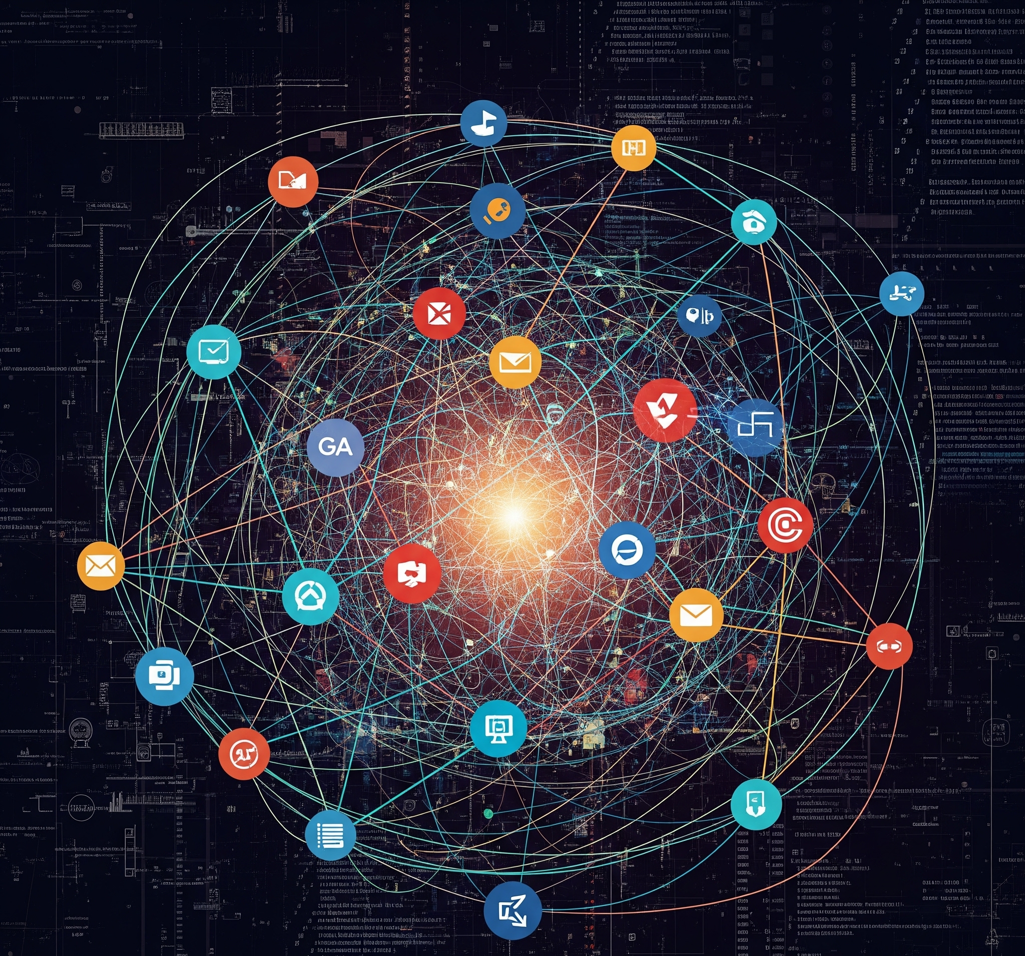 Abstract visualization of tangled web development frameworks and tools representing the complexity cycle